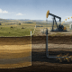 Illustration comparing net mineral acre vs net royalty acre with marked land, an oil well, coins, and owners